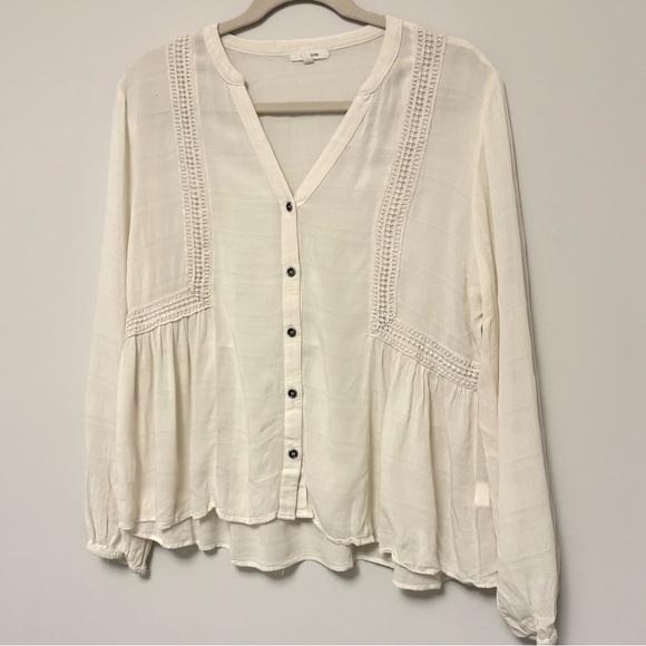 Maurice's Cream White Lacey Babydoll Button Front Top Large - Picture 2 of 6